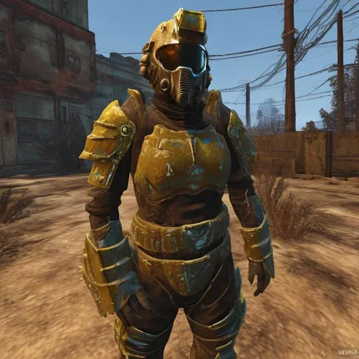 Prompt: man with decent scavenger Armor in Fallout world