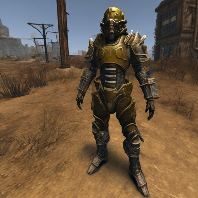 Prompt: man with decent scavenger Armor in Fallout world