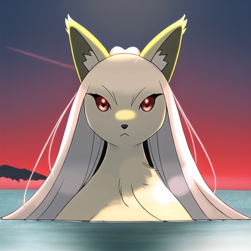 Prompt: Portrait of a beautiful Ninetales, with deep crimson eyes, feral, in a sunny lake shore, head turned toward viewer, highly detailed eyes, 4k, UHD, masterpiece