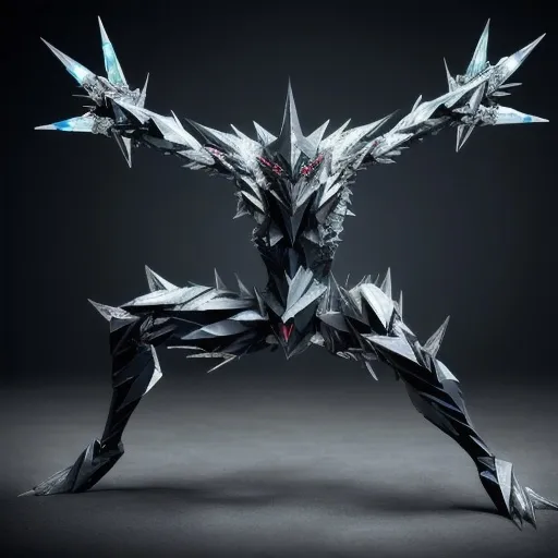 Prompt: The Shardclaw is a fearsome monster of diamonds. It has a humanoid body covered in sharp, jagged shards of diamond. The Shardclaw moves with lightning quickness and has a wicked, cruel intelligence. It attacks with its diamond claws, lacerating its victims with deadly precision. The Shardclaw is also capable of generating powerful diamond-based attacks, such as shooting diamond projectiles or creating diamond-like barriers. A humanoid creature covered in sharp, jagged shards of diamond with deadly diamond claws and the ability to generate powerful diamond-based attacks.