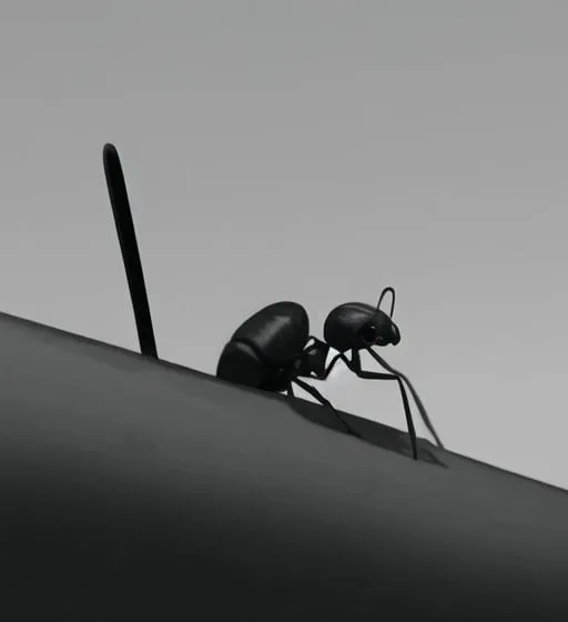 Prompt: Ant with pickaxe antenna Closeup