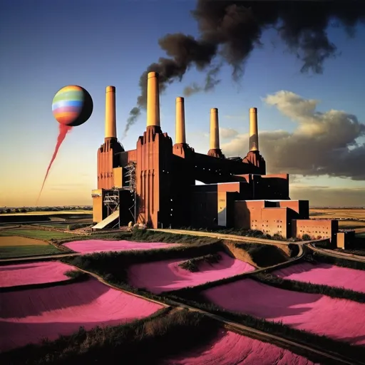 Prompt: Pink floyd and korn landscape