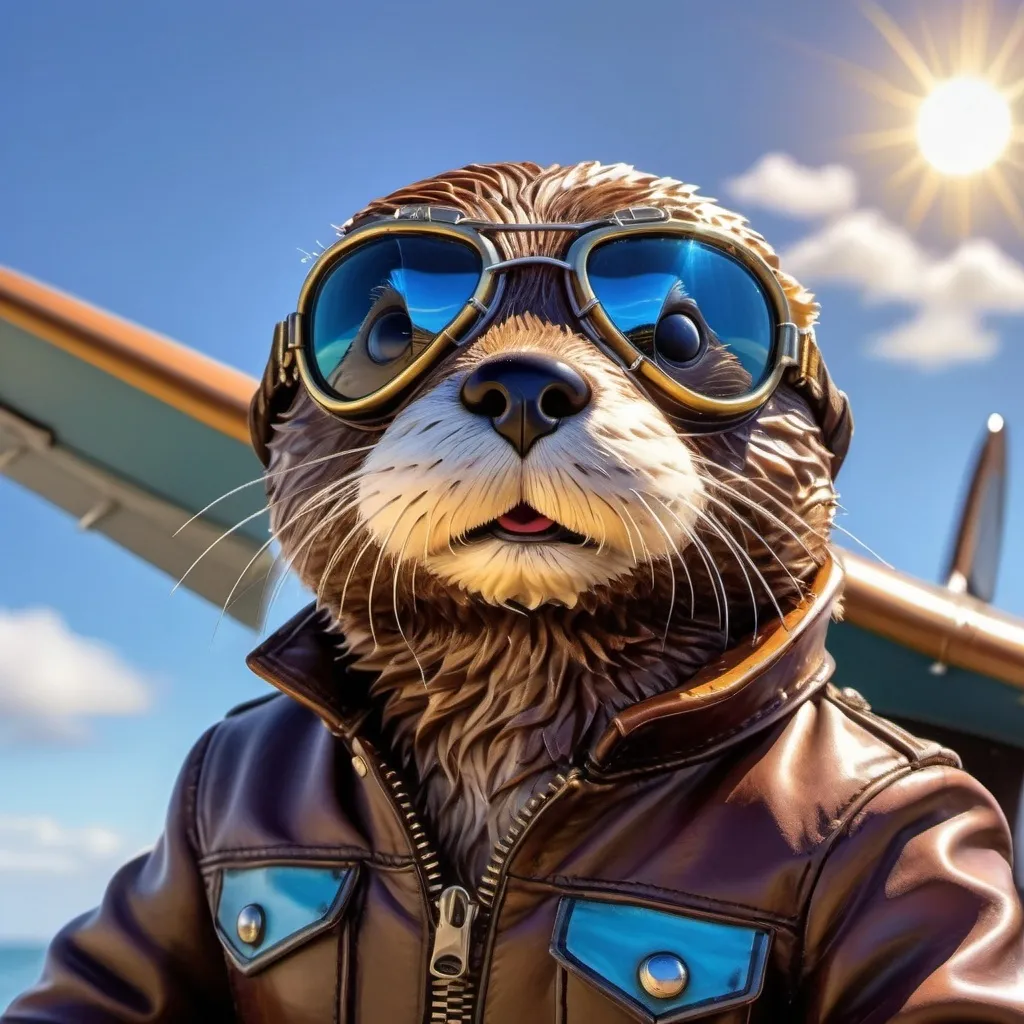 Prompt: A sea otter dressed like a world war 2 pilot 