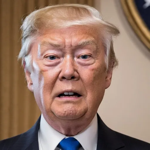 Prompt: trump looking dumb with tong out 