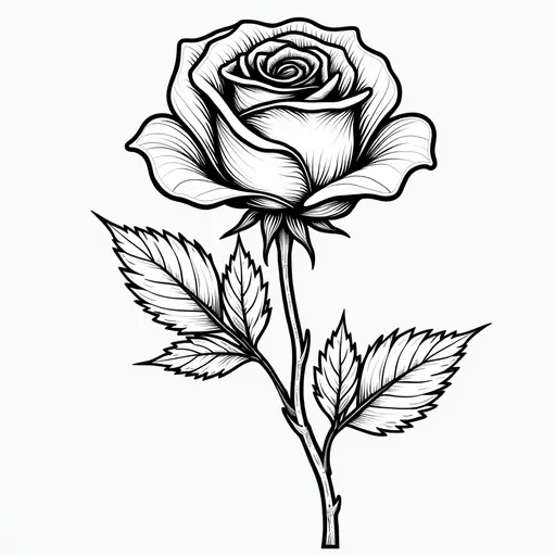 Prompt: A rose for coloring book bold and easy lines