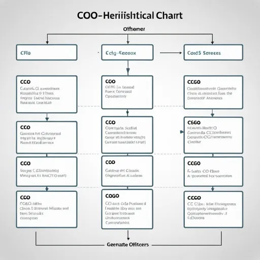 Prompt: Generate a classic heirarchical organizational chart for Assure Infusions. The chart is only 2 levels of hierarchy. At the top of the chart is a rectangle for the Board of Directors. Below the board are 3 corporate officers: CFO, COO and CGO. All 3 report to the board as shown by solid lines from each to the board. However, the COO is in the middle and is regarded as senior, or the C-Suite team leader. This relationship is shown by raising the COO box to 50% higher than the CFO and CGO boxes. The seniority is also shown by dotted lines from CFO to COO and from CGO to COO. So the chart only shows the 4 boxes and solid and dotted lines. generate the image