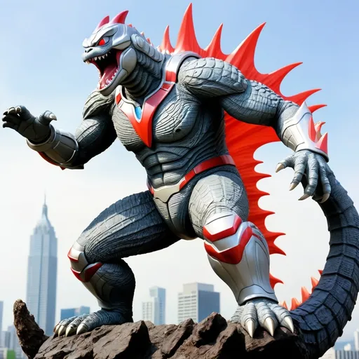 Prompt: criar uma imagens do ultraman godzilla  nostrando o dedo do meio