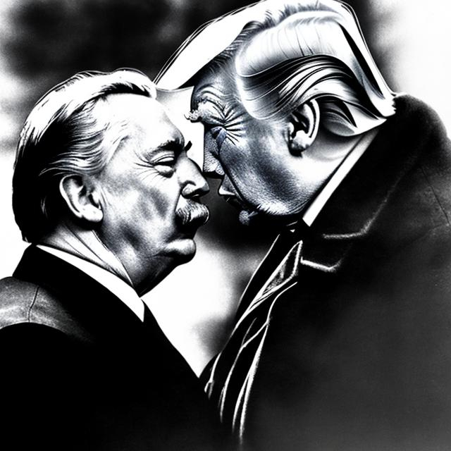 Prompt: Donald Trump kissing Stalin