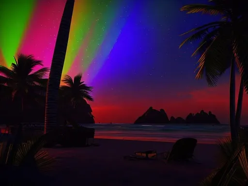 Prompt: sunset, beach, music, mystical, Italo disco, realistic , low contrast