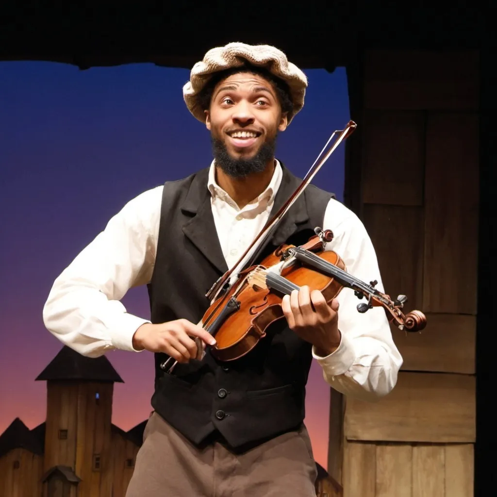 Prompt: Justin Jefferson doing griddy dressed as fiddler on the roof