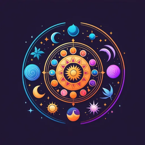 Prompt: (logo for Indian astrology app), vibrant colors, (modern design), celestial motifs, but very very simple
