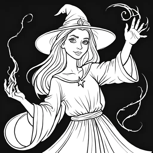 Prompt: A sorceress casting a spell. Simple. 