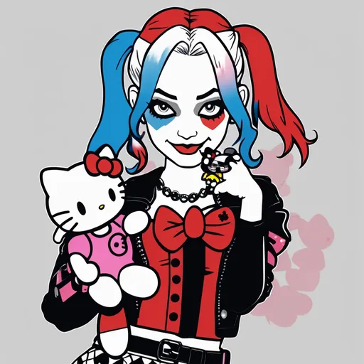 Prompt: Harley Quinn holding Hello Kitty