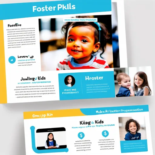 Prompt: Give me an opening slide idea for a start-up pitch deck presentation 
Start-up is focused on helping foster kids through Gen AI. Please give me image of the slide. 

Make it look professional and it should evoke the human touch of helping foster kids. 