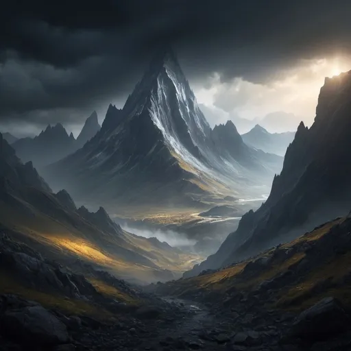 Prompt: mountain, dramatic fantasy scene, cinematic lighting, hazard 