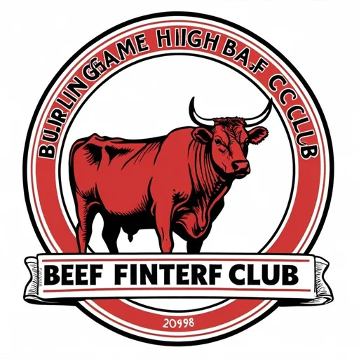 Prompt: illustration/logo of the Burlingame High School Beef Appreciation Club with imagery of beef
