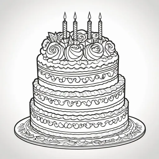 Prompt: stress free coloring book.  cake
