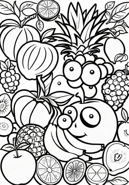 Prompt:   COLORING BOOK fruit