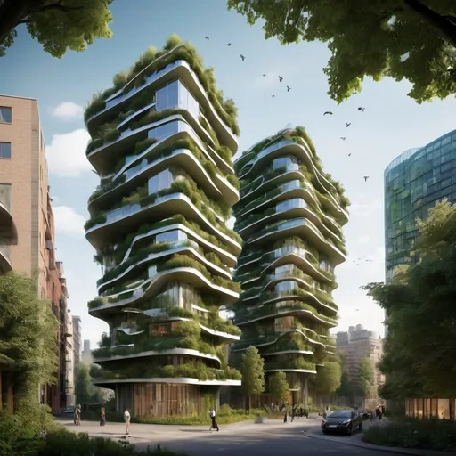 Prompt: Biomimetic dynamic ecofriendly smart sustainable dynamic adaptive cognitive penthouses