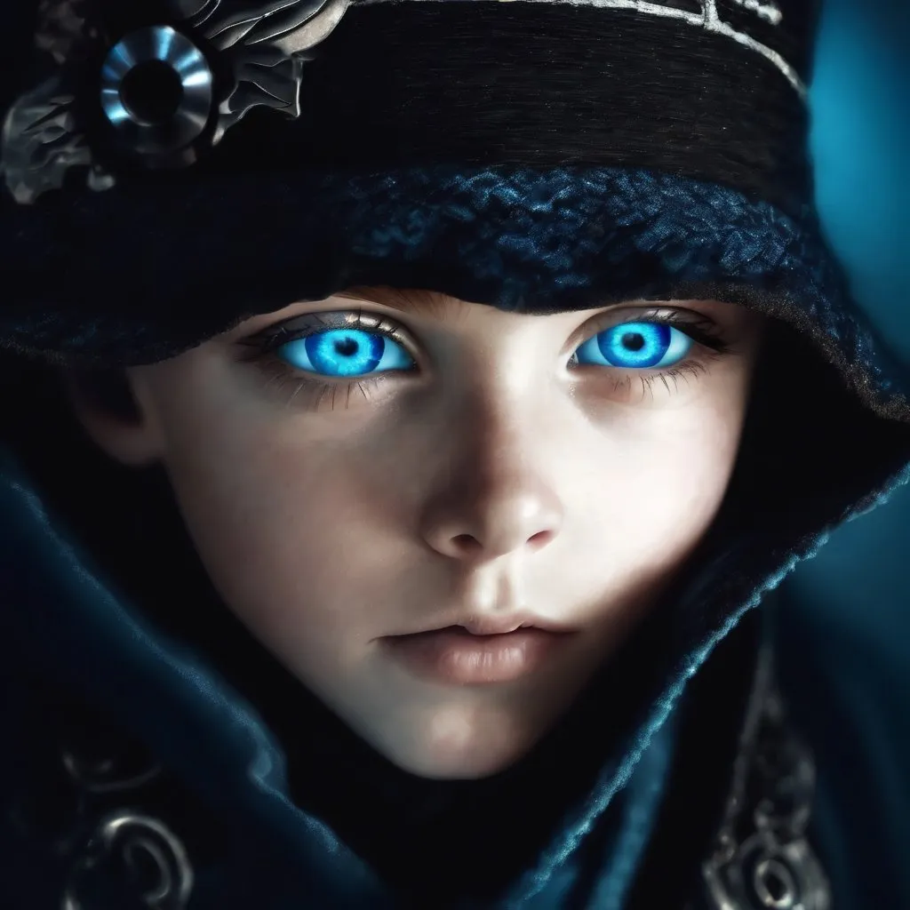 Prompt: A beautiful boy, bokeha close up of a child with blue eyes, 5 0 0 px models, who is born from the sea, amazement, photo render, eye-candy, boy there is a young child with blue eyes staring at something, beautiful huge eyes, blue shining eyes, beautiful blue glowing eyes, amazing eyes, beautiful light big eyes, mesmerizing blue eyes, glowing blue eyes, big blue eyes, blue piercing eyes, blue glowing eyes, intense blue eyes, luminescent blue eyes, striking azure eyes, big beautiful blue eyes