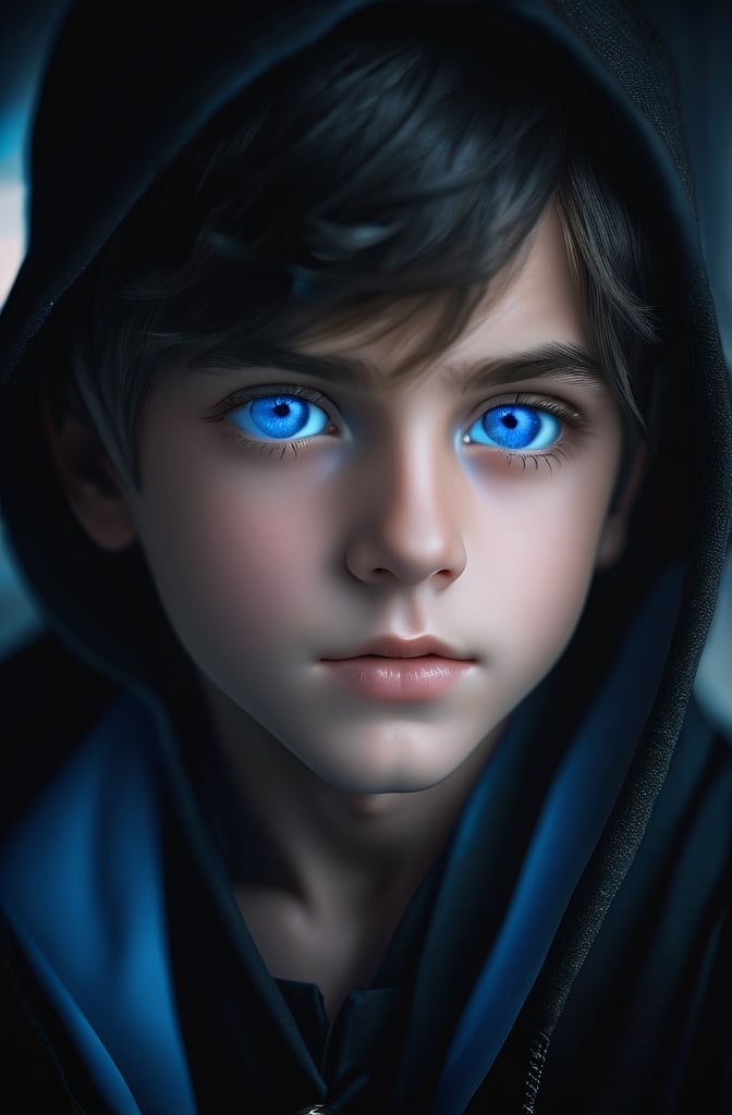 Prompt: A beautiful boy, bokeha close up of a child with blue eyes, 5 0 0 px models, who is born from the sea, amazement, photo render, eye-candy, boy there is a young child with blue eyes staring at something, beautiful huge eyes, blue shining eyes, beautiful blue glowing eyes, amazing eyes, beautiful light big eyes, mesmerizing blue eyes, glowing blue eyes, big blue eyes, blue piercing eyes, blue glowing eyes, intense blue eyes, luminescent blue eyes, striking azure eyes, big beautiful blue eyes