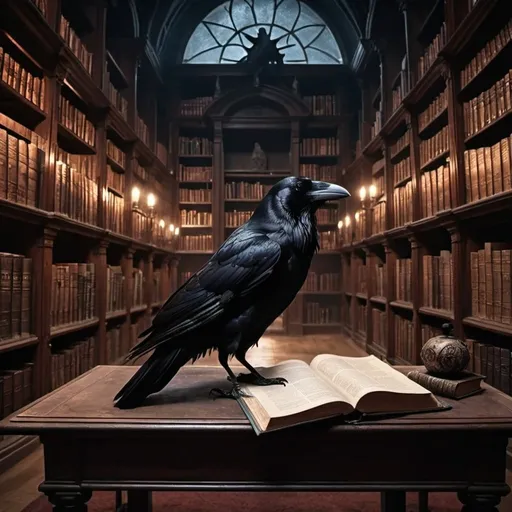 Prompt: raven
library
dark ambience