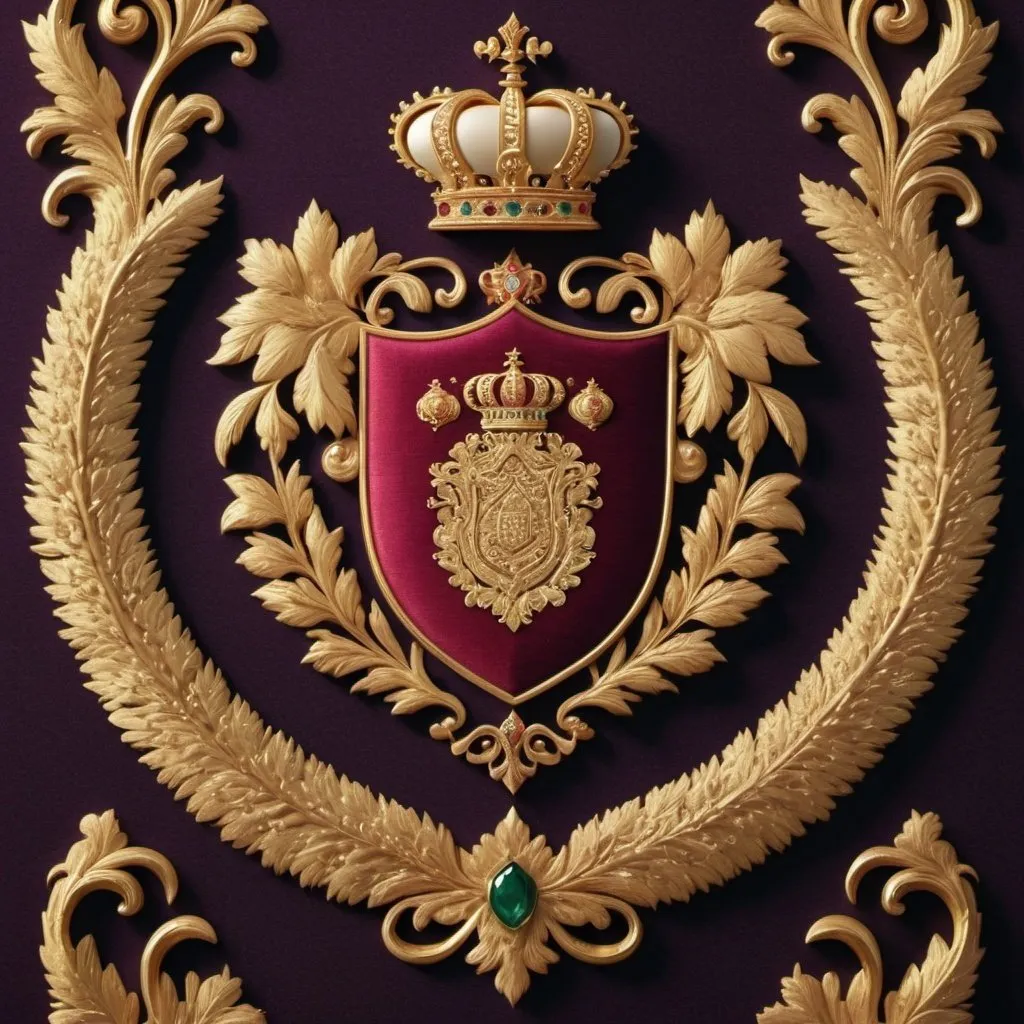 Prompt: Luxurious coat of arms for House of Naqvi, opulent and regal, intricate gold detailing, rich jewel tones, premium quality, high-res, detailed embroidery, elegant and sophisticated, royal crest, ornate design, traditional yet modern, lavish materials, luxurious color palette, opulence, aristocratic, grandiose, majestic lighting, majestic, detailed craftsmanship