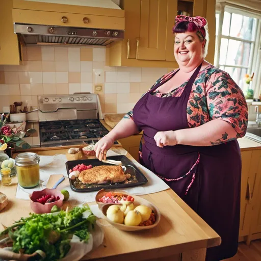 Prompt: <mymodel> cooking a meal with an apron on 