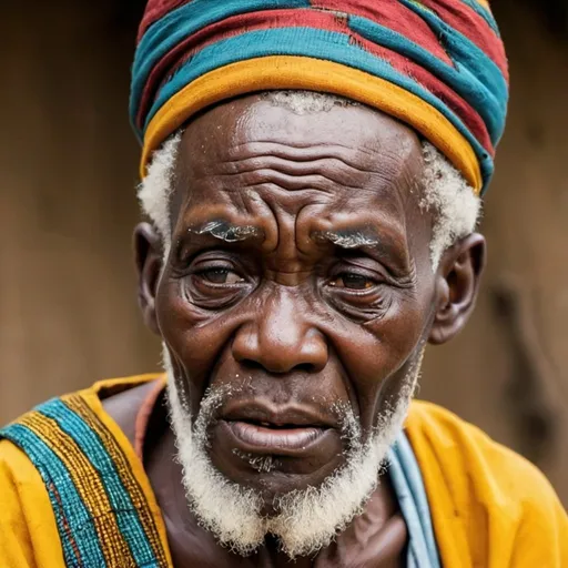 Prompt: african old wise man crying
