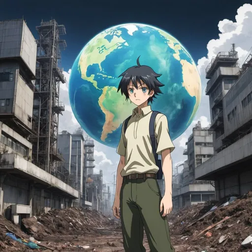 Prompt: Polluted earth anime