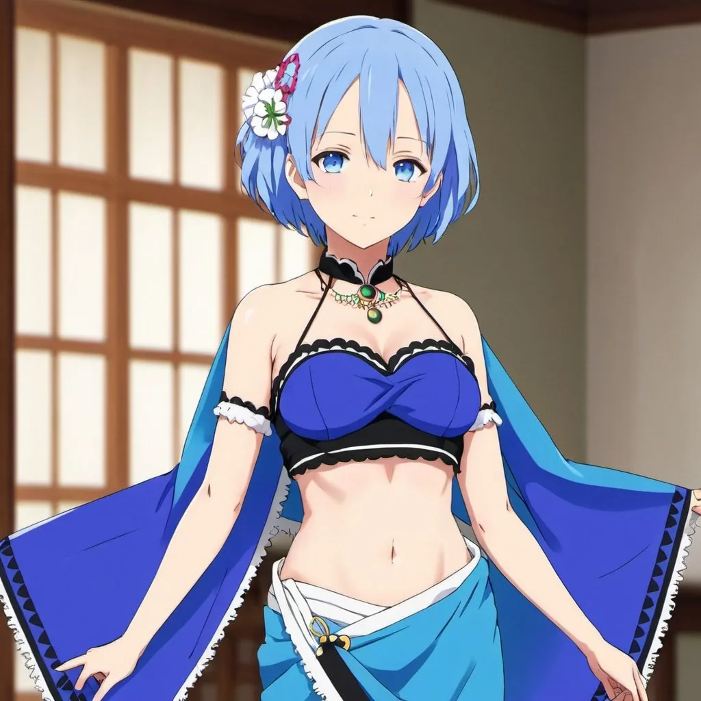 Rem (Re:Zero) anime style . high qulity , blue eye,...