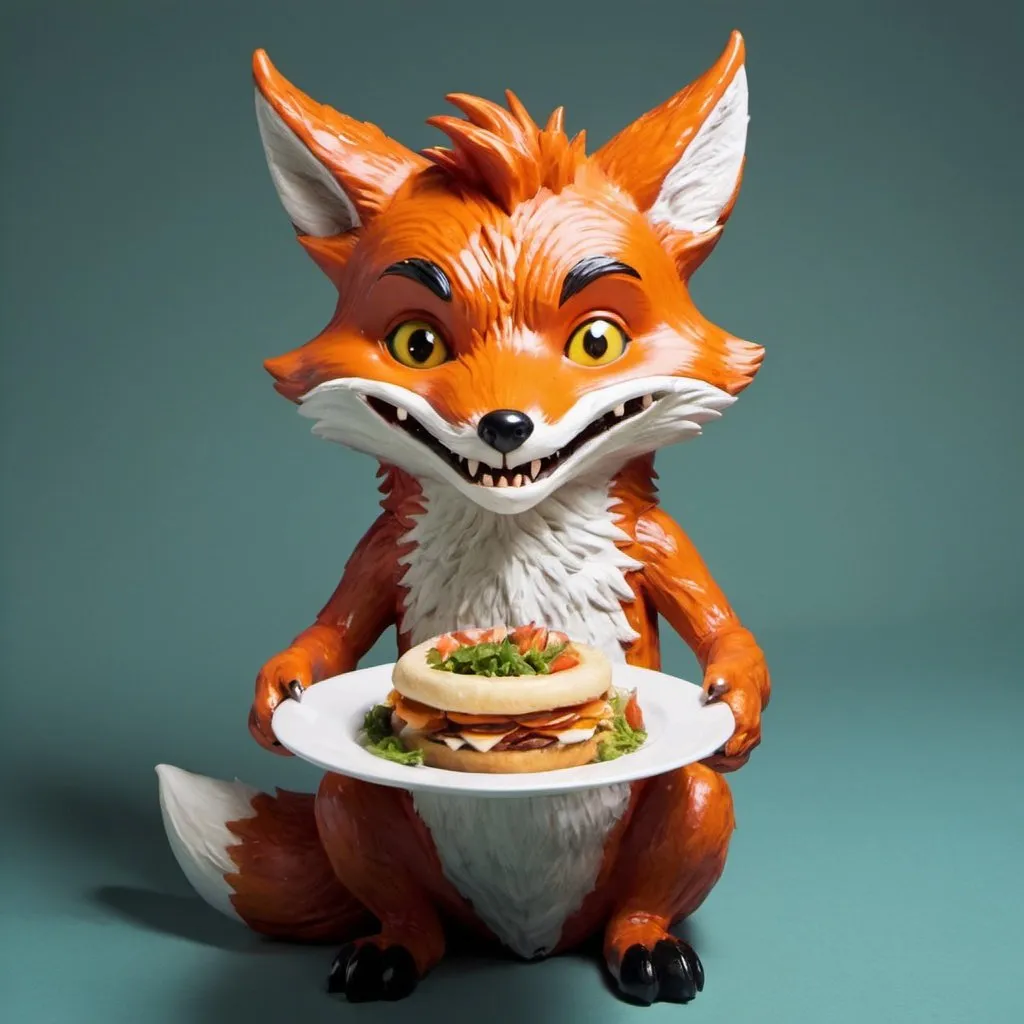 Prompt: fox monster who likes food
