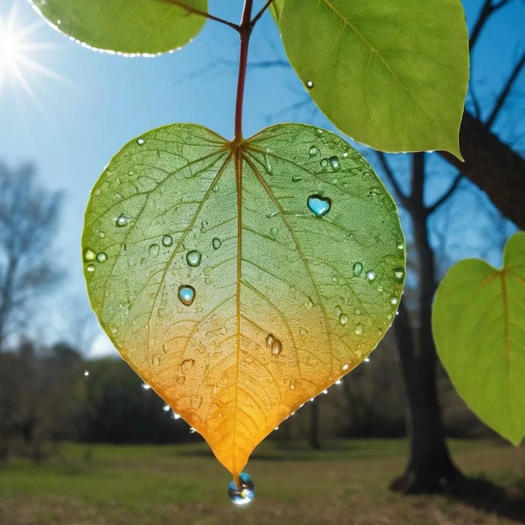 Prompt: hoja de árbol acorazada con Big gota de agua primer plano, gota brilla arcoiris y reflecta entorno, fondo de musgo desenfocado.
 con lagartija común apoyada en rama hacia la gota.
 máxima resolución y mayor tamaño posible estilo realista con zoom de lente detallados en primer plano 