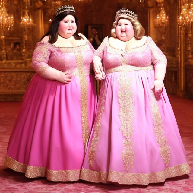 Prompt: fat princes with pink dress