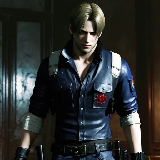 Prompt: Vampire Leon S. Kennedy from Resident Evil. 