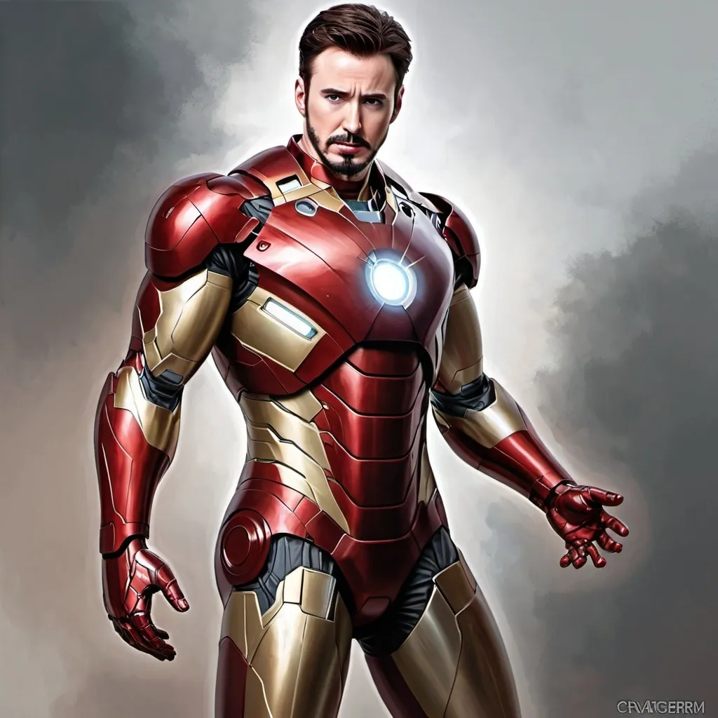 Prompt: Chris Evans as Ironman Artgerm, computer art, stanley artgerm lau, a detailed painting Full Body