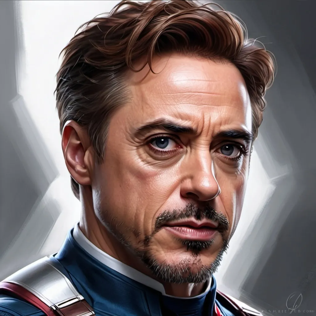 Prompt: Robert Downey Jr. as Captain America Artgerm, computer art, stanley artgerm lau, a detailed painting