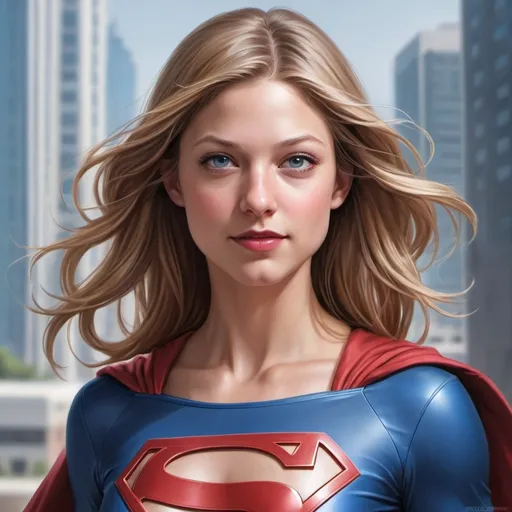 Prompt: Melissa Benoist as Supergirl Artgerm, computer art, stanley artgerm lau, a detailed painting