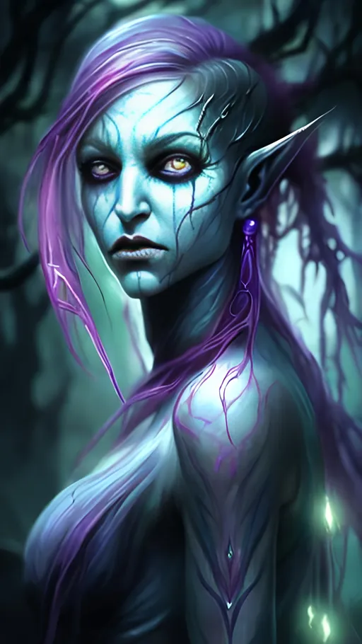 Prompt: realistic fantasy horror portrait  (best quality:1.4), transparent female banshee ghost elf
