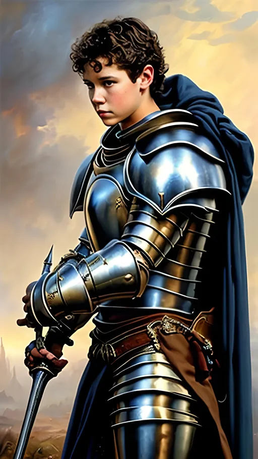 Prompt: airbrushed matte oil painting, masterpiece:1.4, best quality:1.0
realistic detailed face, medieval fantasy portrait, highly detailed; handsome young paladin, stern look, gold plate armor, in the style of Eric Belisle