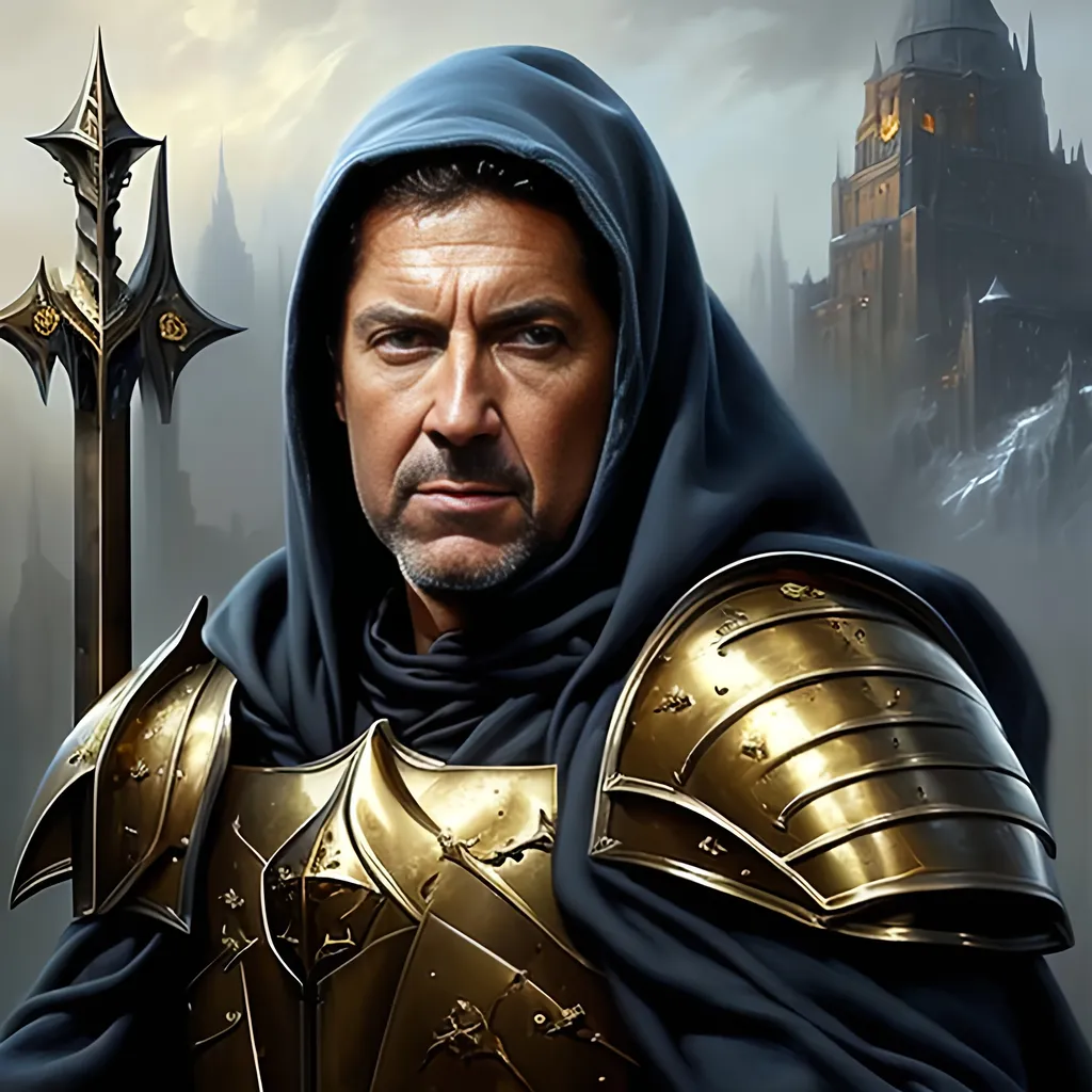 Prompt: airbrushed matte oil painting, masterpiece:1.4, best quality:1.0
realistic artistic face, medieval fantasy portrait, highly detailed; handsome paladin, stern look, gold plate armor, in the style of Eric Belisle