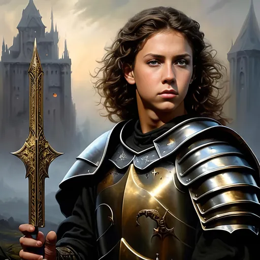 Prompt: airbrushed matte oil painting, masterpiece:1.4, best quality:1.0
realistic detailed face, medieval fantasy portrait, highly detailed; handsome young paladin, stern look, gold plate armor, in the style of Eric Belisle
