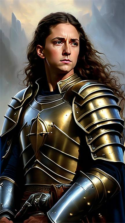 Prompt: airbrushed matte oil painting, masterpiece:1.4, best quality:1.0
realistic artistic face, medieval fantasy portrait, highly detailed; handsome paladin, stern look, gold plate armor, in the style of Eric Belisle