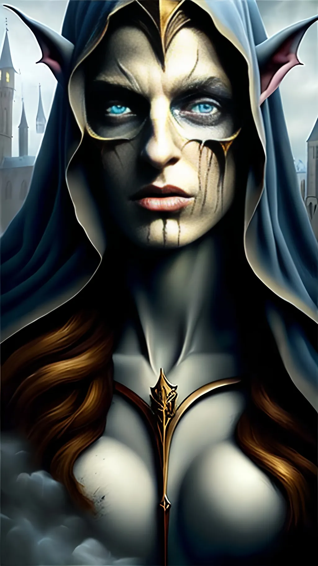 Prompt: matte oil painting, (masterpiece:1.0), (best quality:1.0), medieval fantasy, character portrait, undead elf