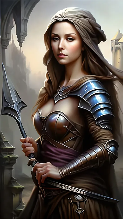 Prompt: airbrushed matte oil painting, masterpiece :1.4, best quality:1.0, medieval fantasy, beautiful female lillend, character portrait, in the style of Eric Belisle