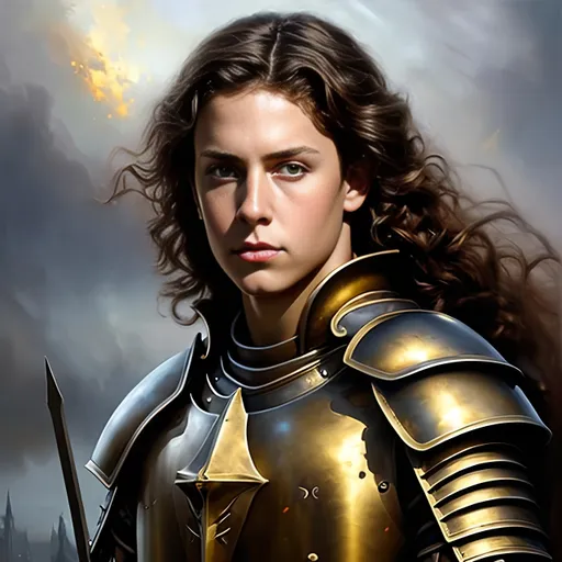 Prompt: airbrushed matte oil painting, masterpiece:1.4, best quality:1.0
realistic artistic face, medieval fantasy portrait, highly detailed; handsome young paladin, stern look, gold plate armor, in the style of Eric Belisle