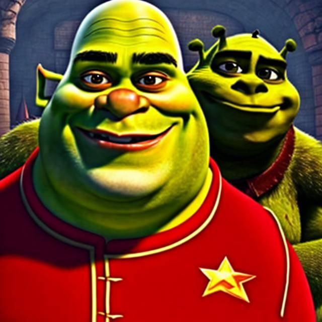 Prompt: Communist shrek propaganda shrekshuka 