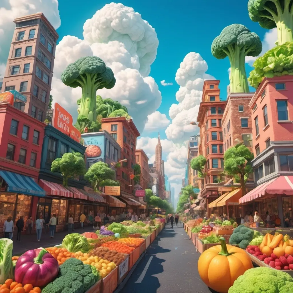 Prompt: A city built by food

 
