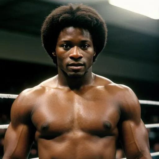 Prompt: Taye Diggs as a 28 year old wrestler in 1986