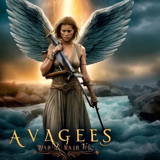 Prompt: River angels go to war against gods people